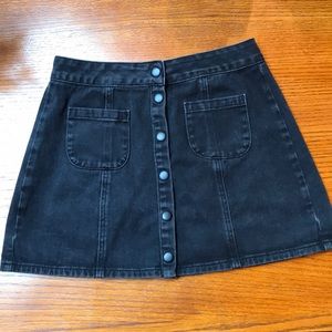 Faded black jean skirt